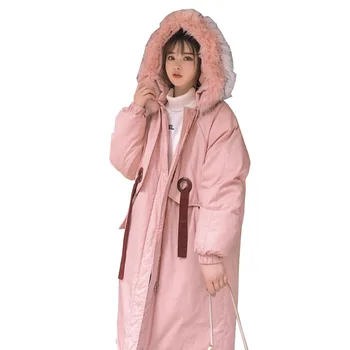 

Winter Mid-Long 2019 New Women parka Elastic band zipper Long sleeve Hooded Outwear Coat Jacket Thick warm Fashion Cotton C87