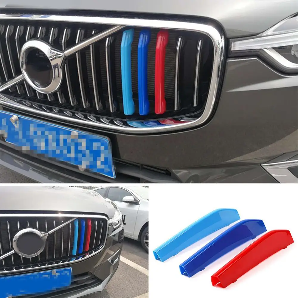 3 шт. авто цвета передняя решетка бар крышка наклейка полоса зажим для VOLVO S60L S90L XC40