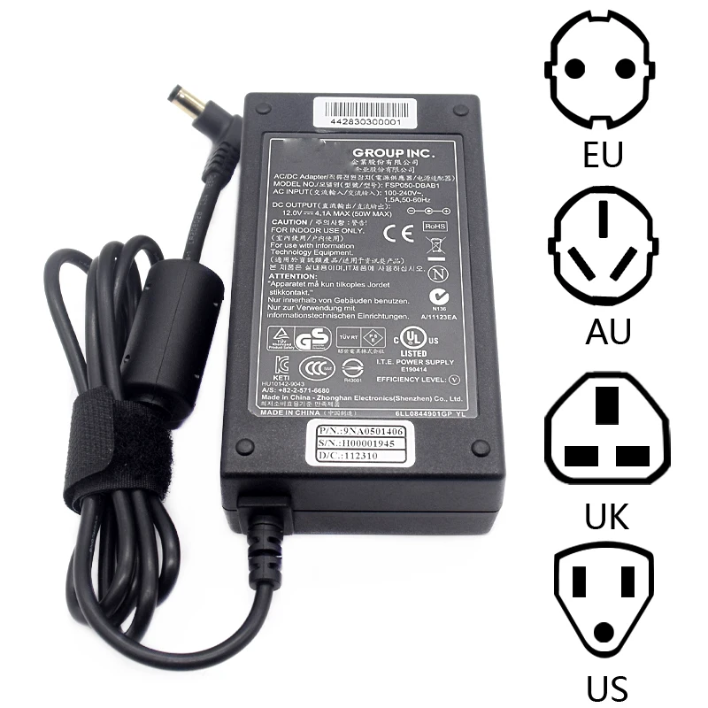 Для FSP FSP050-DBAB1 TFT LCD дисплей монитор источник питания AC адаптер 12V 4.1A P/N:9NA0501406-б/у |