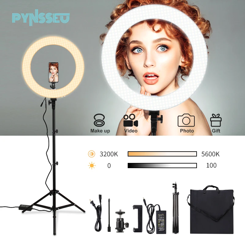 18'' LED Selfie Ring Light with Tripod Stand & Phone Holder for Smartphone Youtube Tik Tok Live Stream Vlog Photography lighting |