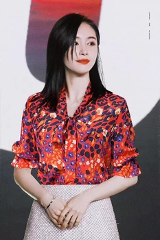 

100% Silk Shirt Women Fashion Ladies Shirts Van Gogh Female Runway Shirt Vintage Colorful Print Shirt