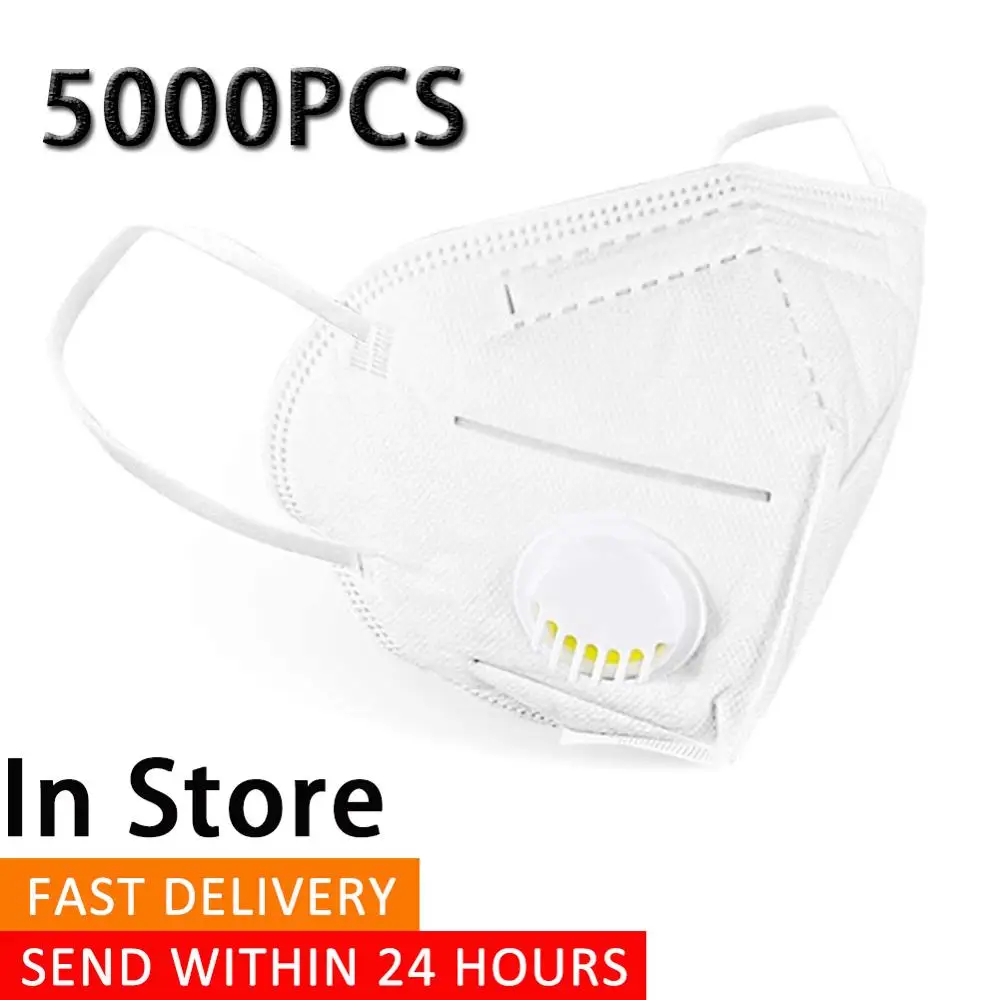 

2-5days free DHL 5000PC In Stock CE KN95 Mask With Valve Anti Dust Mascherine Reusable Face Mask Mouth Maska Protective Dropship