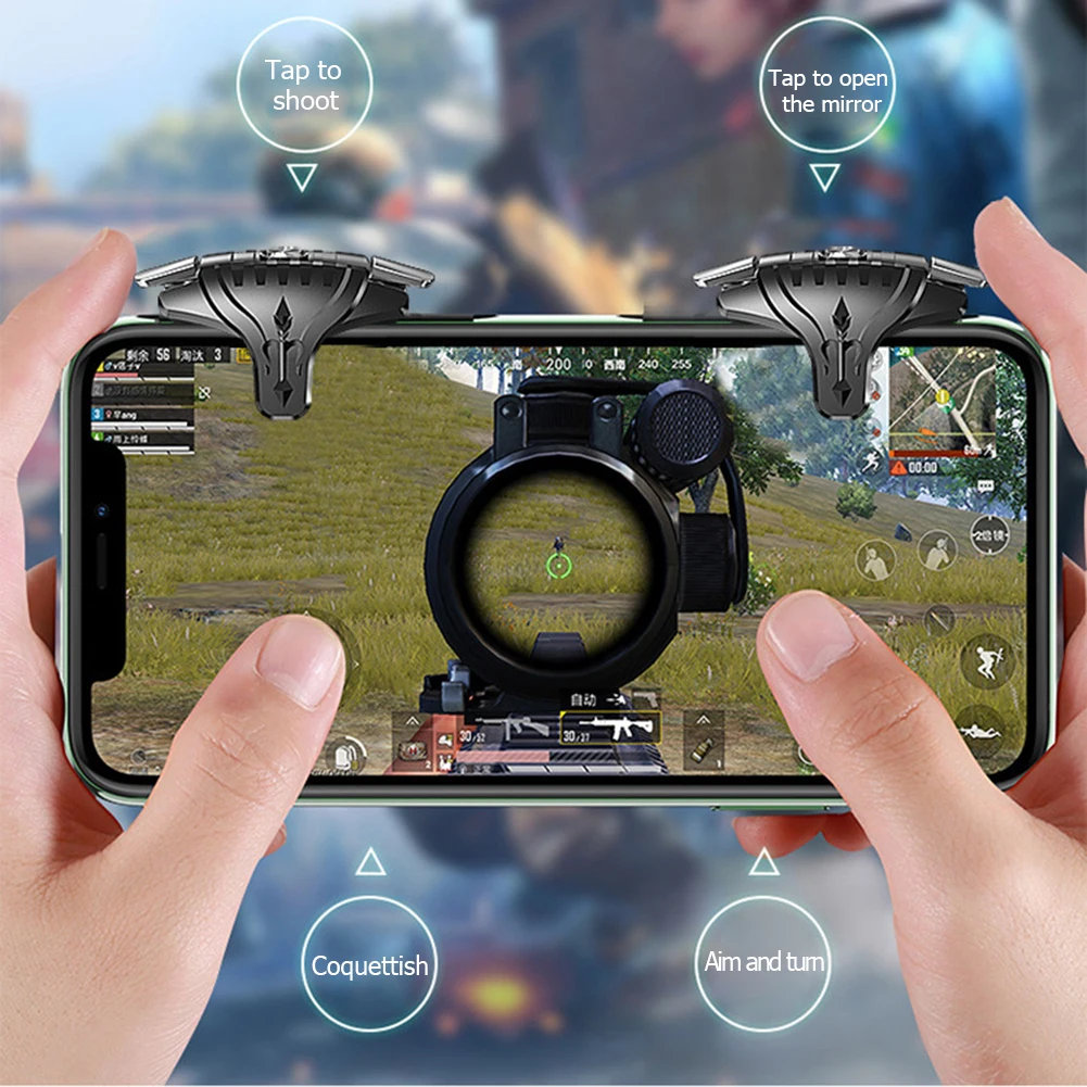 Newest 1 Pair PUBG Mobile Trigger Smartphone Gamepad Controller Gaming Shooter for Apple/Android Trigger Game Fire Button