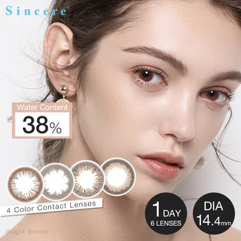 

FAIRY 1day Shiny Brown Colored Contacts lenses 0-900 diopter With Eys 6lenses/3pair Natural Looking Eye Makeup Soft Lenses