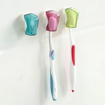 

3pcs Toothbrush Dustproof Cover Mounted Household Cap Travel Product Hotel Wall Moun Suction Cup Bathroom Rack Supplies