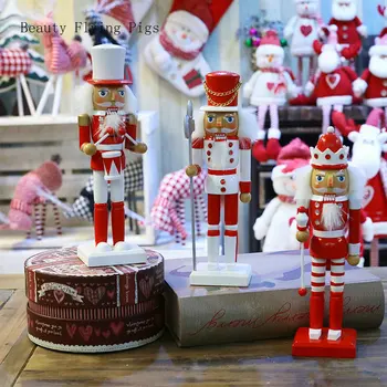 

25.5cm retro handmade wooden mouth will move puppet nutcracker doll home party desktop decoration ornaments Christmas gift