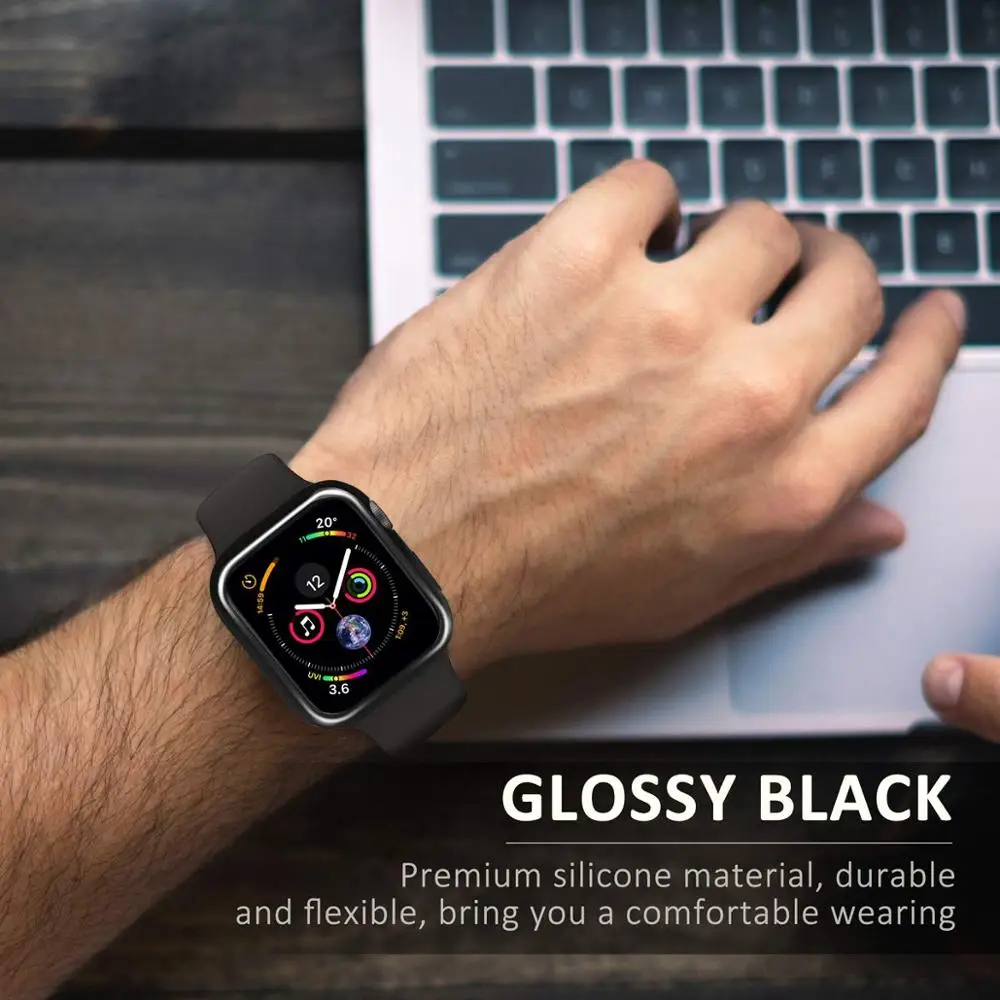 Laforuta Case for Apple Watch Series 4  Cover 44mm 40mm Bumper Black TPU Ultra-Thin Protector Watchcase for iWatch 4