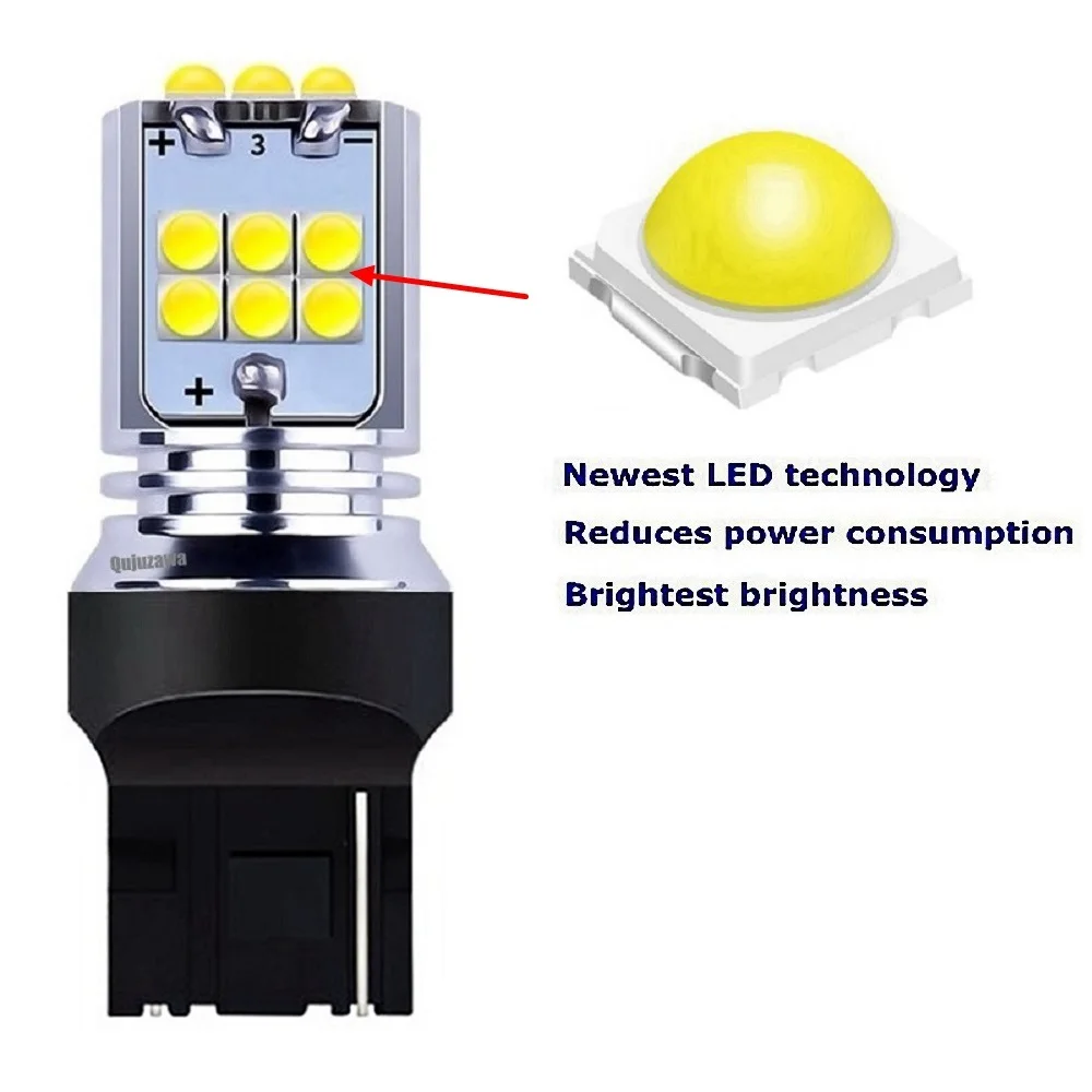 2 шт. T20 7440 W21W WY21W супер яркий 1800Lm светодиодный автоматический сигнал поворота, лампа заднего хода, Тормозная лампа, дневной ходовой светильник, белый, красный, желтый