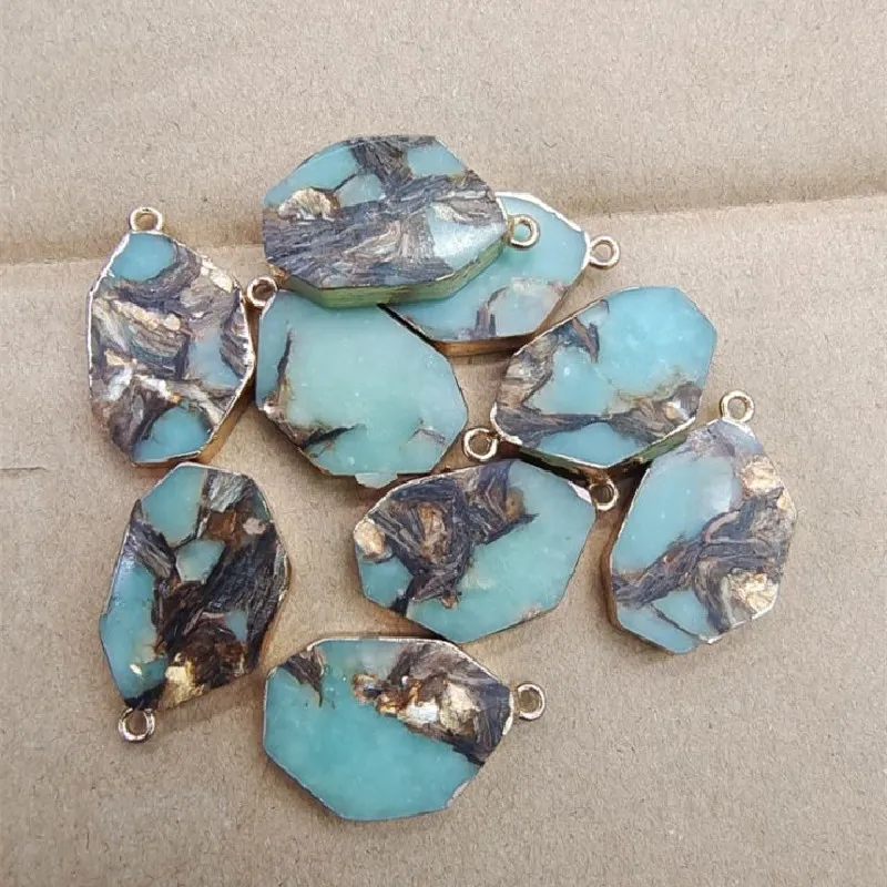 4pcs nature gem stone beads pendants colors for charms bracelets making size 18X25mm wholesale findings | Украшения и аксессуары