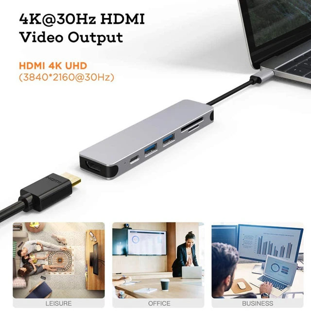 Adaptateur pour MacBook/MacBook Pro  HUB 3.0 vers HDMI 4K RJ45 PD,  adaptateur de carte Micro SD/TF Type c usb 3.0, HUB pour MacBook/MacBook Pro,  Windows type-c - AliExpress