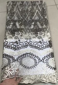 

african french lace fabric with stone nigerian lace fabrics high quality tulle lace fabric 5yards african lace fabric ZQ-A150