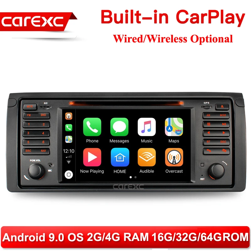 

CarExc 1 Din Android 9.0 Multimedia Support Wireless CarPlay GPS Navigation Radio Car DVD Player for bmw e39 e53 x5 M5 520i 525i