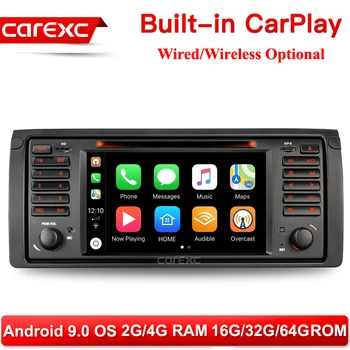 

CarExc 1 Din Android 9.0 Multimedia Support Wireless CarPlay GPS Navigation Radio Car DVD Player for bmw e39 e53 x5 M5 520i 525i