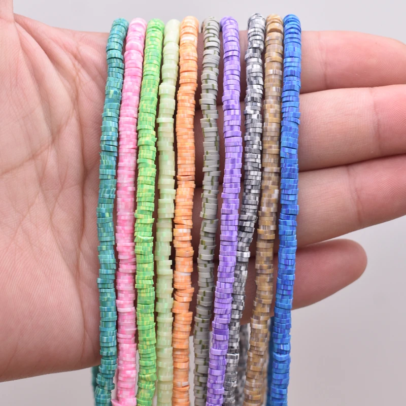 

4mm Two color Polymer Clay Beads Chip Disk Loose Spacer Beads Flat Round For DIY Jewelry Making Bracelet Finding Fimo Slices