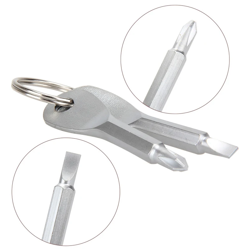 Multi-purpose Pocket Tool EDC Screwdriver Set With Key Ring Keychain Stainless Steel Portable For Emergency Bike Repair Tools