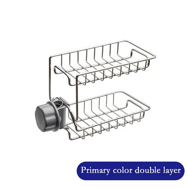 Регулируемая раковина Caddy тряпка губка сушилка из нержавеющей стали кран хранения стойки один/двойной слой кухня держатель Полка - Color: double A