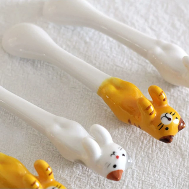 Cute Cat Little Kittens Ceramic Measuring Spoon Set, 6 x 3 x 2.25