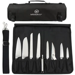 Portable Knife Roll Bag Oxford Multiple Pockets Kitchen Utensils Chef Knives Storage Bag Camping Trip Carry Case Bag Accessories