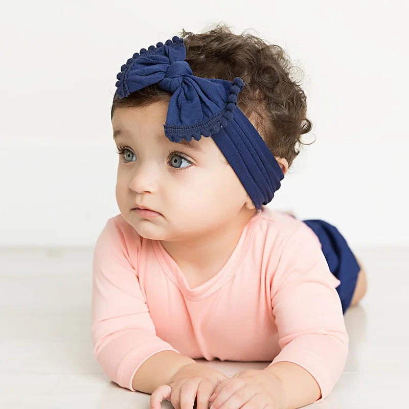 Fit All Baby Bow Headwrap Baby Nylon Headband Girls Top Knot Headbands Bowknot Turban Newborn Head Band Bebes Cotton Hair Bows