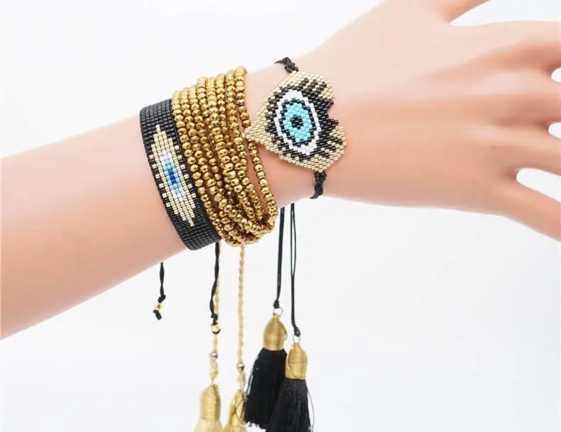 SANDEI Beads Набор браслетов с подвесками, модные ювелирные изделия, браслет со сглаза, ювелирные изделия для женщин, кристалл