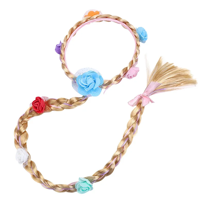 Little Girls Blonde Cosplay Weaving Princess Braid Tangled Rapunzel Headband Hair Elsa Accesorries Girl Wig accessoriesdiy baby  Baby Accessories