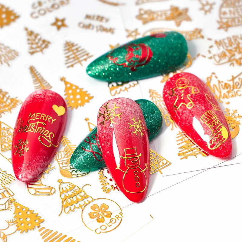 Mtssii 2 шт рождественские наклейки для ногтей красное золото переводная наклейка из фольги для ногтей Маникюрные украшения