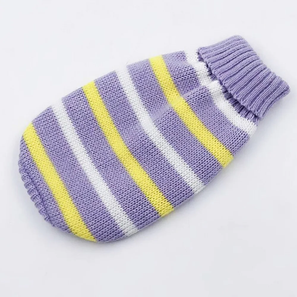 Purple stripe Свитер для собаки, зимняя теплая одежда с рисунком кота, вязаный костюм, Рождественский свитер для маленьких собак, одежда для домашних животных - Цвет: Purple stripe