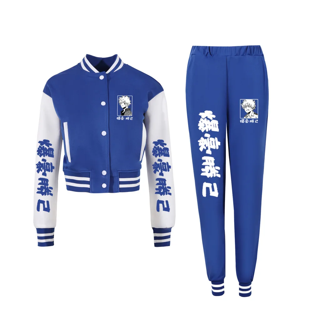 My Hero Academia Anime Baseball Jackets Pants Suit Cosplay Bakugo Cute Sweet Girl Women Sportswear Tracksuit Outfits