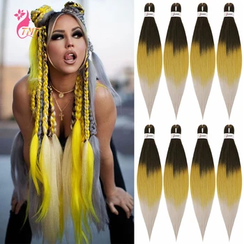 

Easy Synthetic Braiding Hair Yaki Straight Pre Stretched Crochet Braid Hair Extensions EZ Jumbo Box Braids For Women