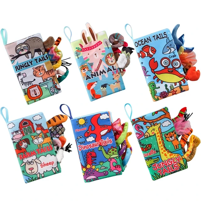 Baby Early Learning Toy Tail Cloth Book Infant Rattle Interactive Kids Soft Books for Babies 6-12M Educational Toys for Children 1