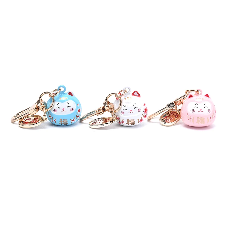 뜨거운 판매 1PC 일본 애니메이션 럭키 고양이 포춘 키 체인 여성을위한 열쇠 고리 가방 Pendent 매력 2021