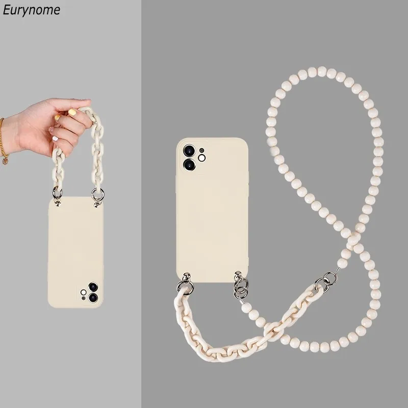 Crossbody Case For Xiaomi Redmi Note 9 Pro 10 8T 8 9S 9T POCO X3 NFC Mi 10T Pro Necklace Strap Lanyard Liquid Silicone Cover