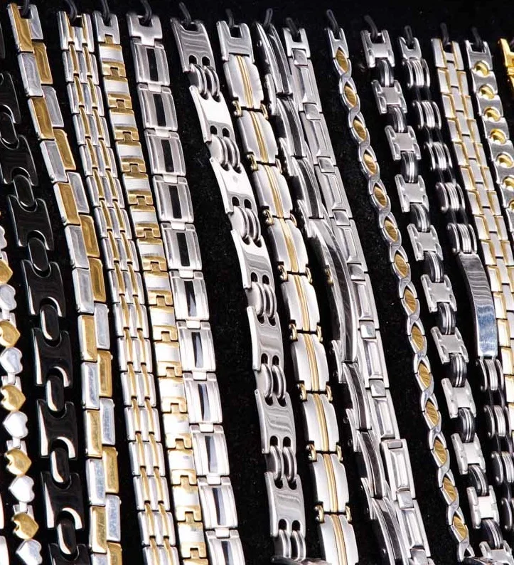 Wholesale 12pcs/Lots Mix Style Stainless Steel Jewelry Bracelets For Mens Gifts Party Wrist Cuff Bracelets Top Quality