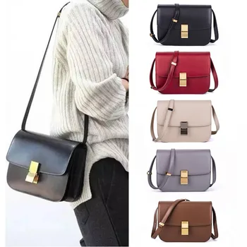 

Genuine leather tofu bag box bag trendy Korean retro small square bag mini shoulder messenger portable simple female bag