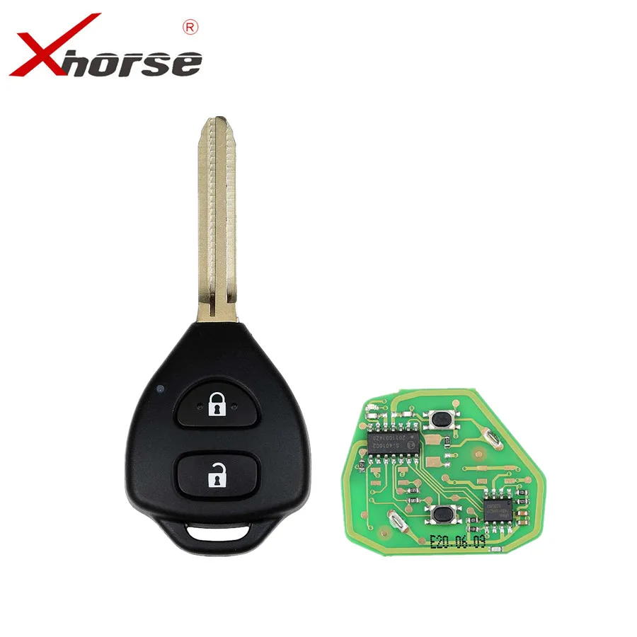 XHORSE XKTO05EN проводной универсальный дистанционный ключ для Toyota плоский 2 кнопки VVDI