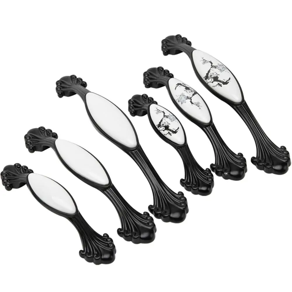 Black and white ceramic handle European modern minimalist door