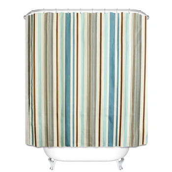 

Color Stripe Thickened Waterproof Shower Curtain Polyester Fabric Shower Curtain Bathing Cover Bathroom Shower Curtain 12 Hooks