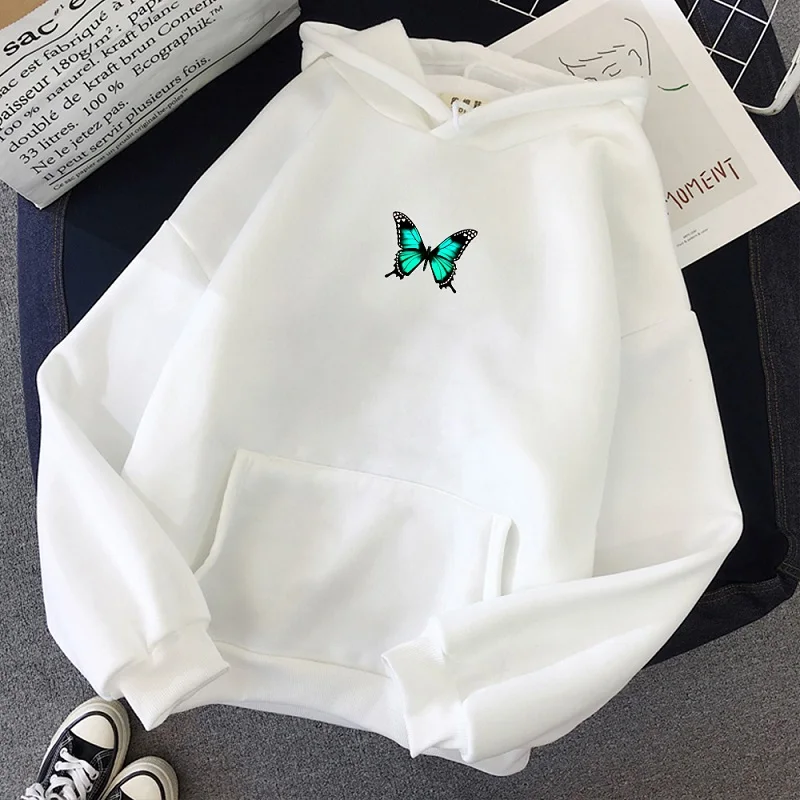 

Butterfly Sweatshirt 2020 New Women Aesthetic Hoodie Crewneck Top Autumn Casual Long Sleeve Cute Clothing Harajuku Tops Hoodies