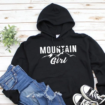 

Mountain Girl Letter Print Women Hoodies Funny Streetwear Mother Pullover Long Sleeve Autumn Nature Camping Outwear Dropshipping