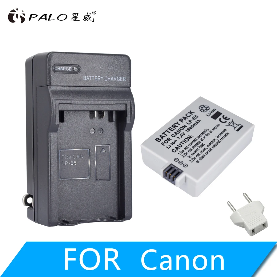 

PALO LPE5 LP E5 lpe5 Camera Battery 1800mAh + LP-E5 Camera Bttery Charger For Canon Eos 450D 500D 1000D Kiss X3 Kiss F Rebel Xsi