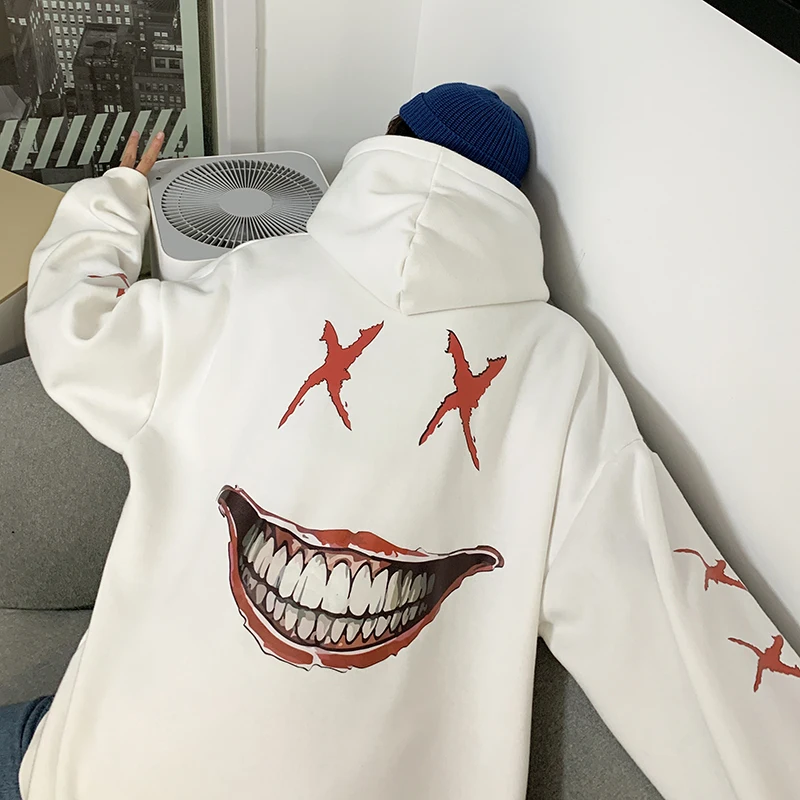 

iiDossan 2020 Brand XXX Men's Hoodies Spring Autumn HipHop Streetwear Overalls Casual Hoodies Smile Printed Women Oversized Tops