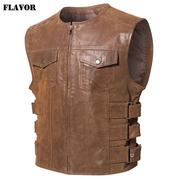 

FLAVOR New Men's Real Leather Motorcycle Vest