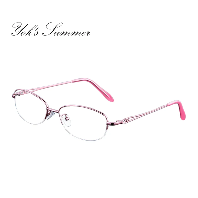 C2 Pink Frame YOK'S полуоправа квадратные очки для женщин и мужчин бренд ультра светильник Металл Бизнес оптический рецепт очки для чтения; оправа WN1319 - Цвет оправы: C2 Pink Frame