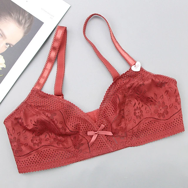 Ultra Thin Lace Embroidery Transparent Bra Soft Underwired Push Up  Breathable Casual Bralette 