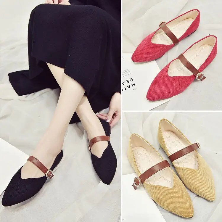 

7706 Spring And Summer Soft-Sole Versatile Comfortable Lazy Single Shoes by Age Trend Women's Lightweight Retro Fairy Shoes Poin