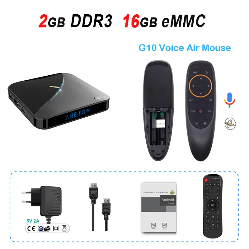 A95X F3 Air Smart tv Box Amlogic S905X3 Android 9,0 tv Box 4GB 64GB 2,4G 5G Wifi 8K RGB светильник медиаплеер 4K Netflix A95X Box - Цвет: 2GB 16GB G10