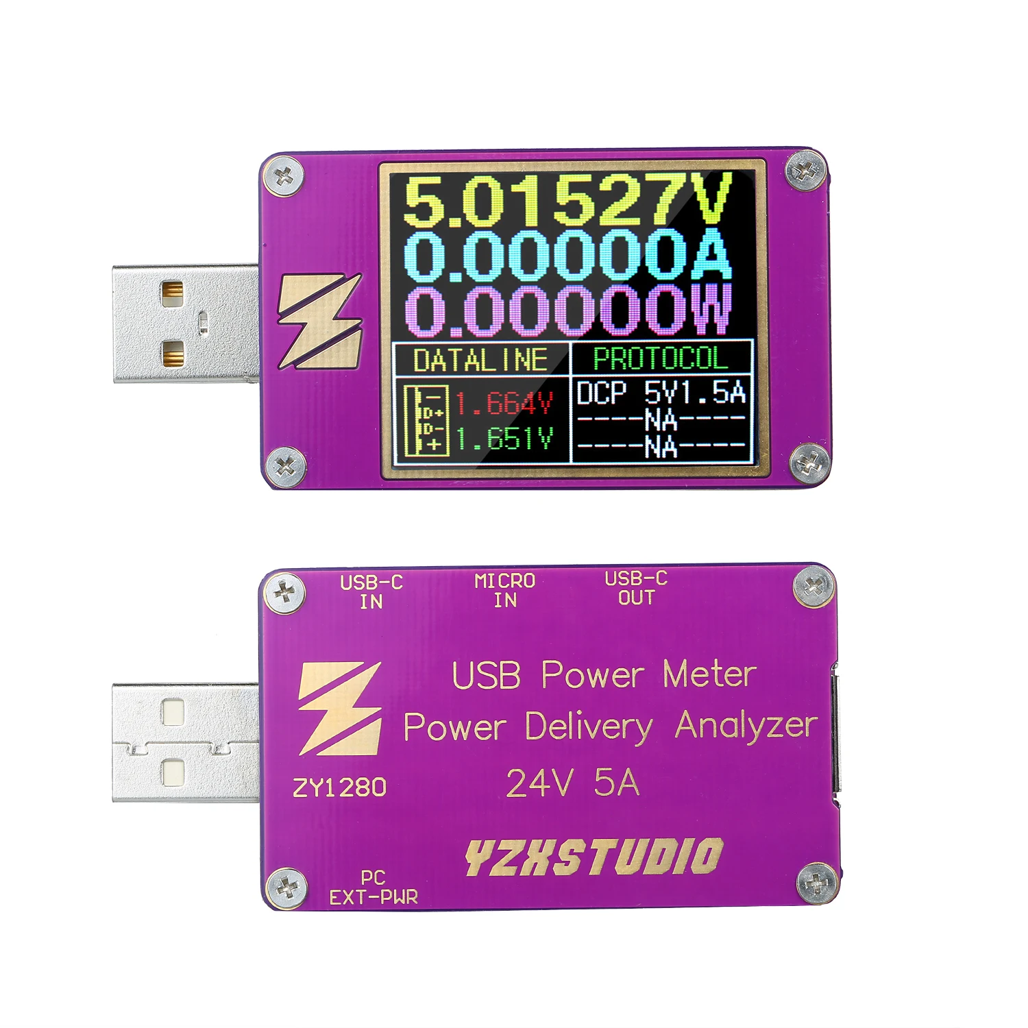ZY1280P USB тестер напряжения Емкость тестер протокол QC4+ PD3.0/2,0 PPS обнаружения YZX студия поддерживает QC к PD MicroUSB питания