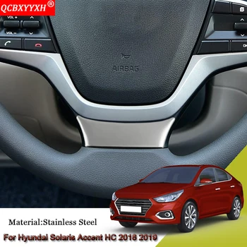 

Car Styling Car Steering Wheel Decorative Frame Sequins Cover Sticker Car Accessories For Hyundai Solaris Accent HC 2018 2019
