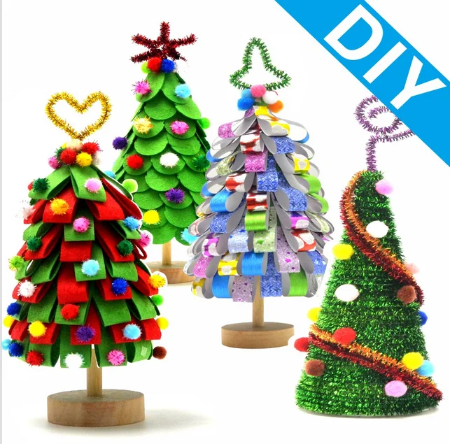 D DIY 24CM 1pc Детская войлочная Рождественская елка с орнаментом, Рождественский подарок на дверь, Настенный декор, игрушки для дома, рождественские вечерние товары - Цвет: D DIY 24CM 1pc