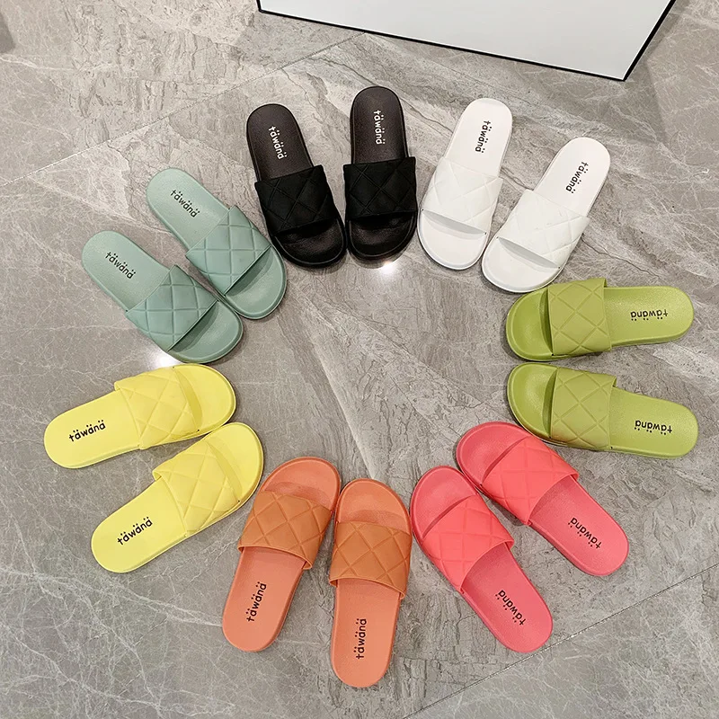 2021 Spring new leisure oneword solid color beach slippers indoor drag fashion womens shoes SU02